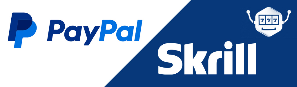 Skrill und PayPal Logos gegenübergestellt